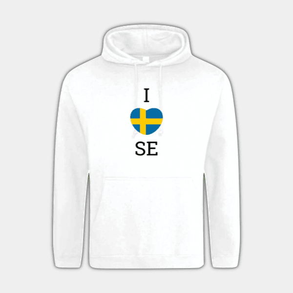 I Love SE, флаг Швеции, сердце, синий, желтый, черный, мужская толстовка #1