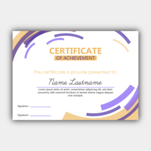 Multicolored Tapes, Gold, Violet, White, Vertical Certificate