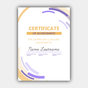 Multicolored Tapes, Gold, Violet, White, Vertical Certificate