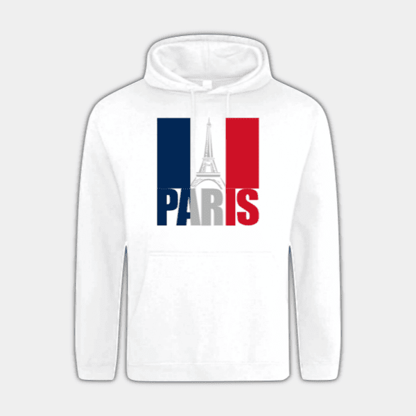Paris, Eiffel Tower, Flag of France, Blue, Red, White, Men’s Hoodie #1