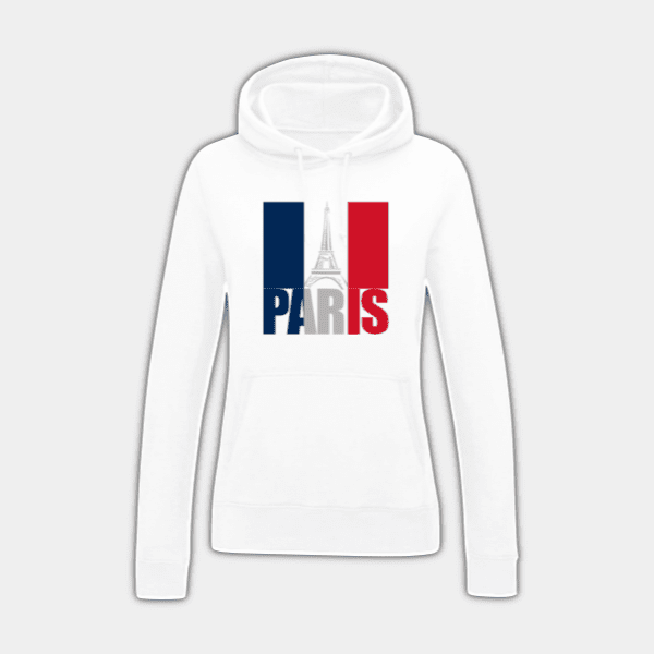 Paris, Eiffel Tower, Flag of France, Blue, Red, White, Women’s Hoodie #1