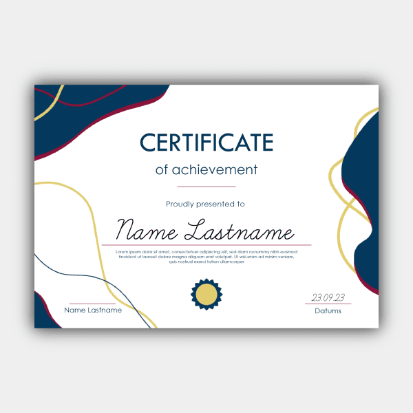 Sun, Clouds, Yelow, Blue, Red, White, Vertical Certificate