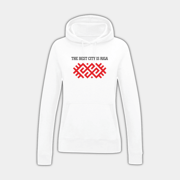 The Best City is Riga, Horizontal Ornament, Black, Red, Women’s Hoodie #1