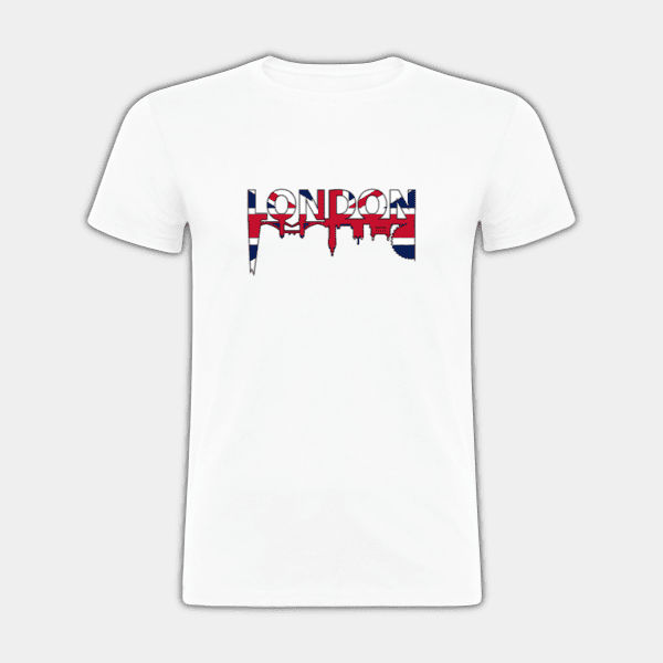 Drapeau britannique, vues de Londres, bleu, rouge, blanc, T-shirt pour homme #1