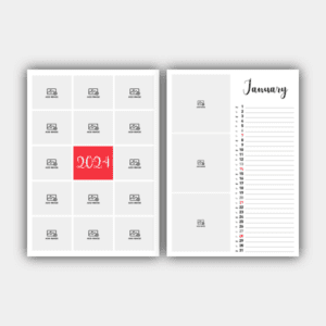 Create and Print Your Vertical 2024 English Wall Calendar Design Online (template #3)