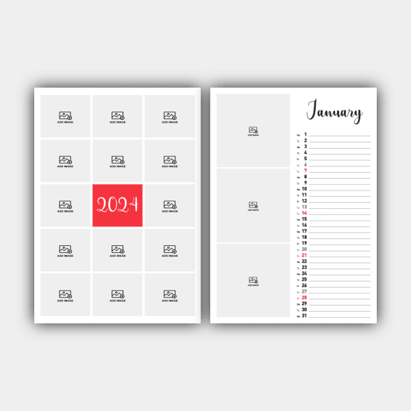 Create and Print Your Vertical 2024 English Wall Calendar Design Online (template #3) #1