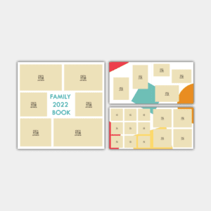 Familiebok, flerfargede former, kvadratisk (20x20 cm) fotobok