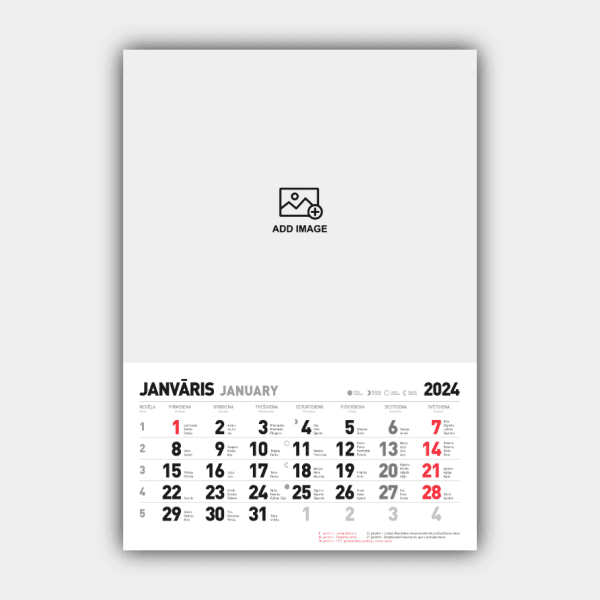 Создание и печать дизайна настенного календаря Vertical 2024 онлайн