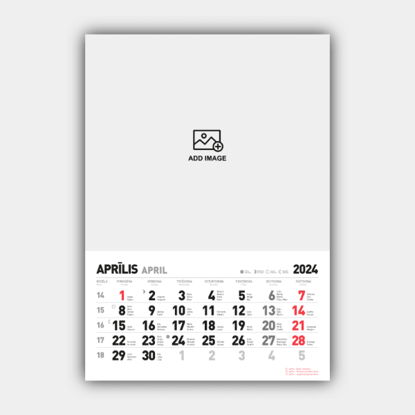 Создать и распечатать вертикальный дизайн латвийского настенного календаря на 2024 год онлайн (шаблон №4) #4