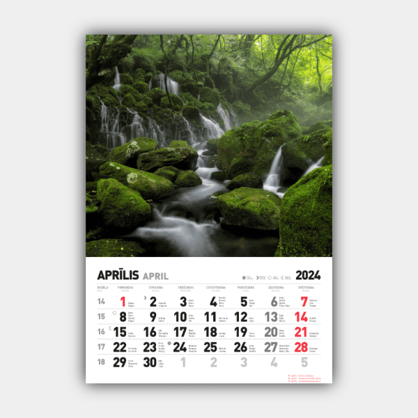Četri gadalaiki, Ziema, Pavasaris, Vasara, Rudens Vertikālais 2024 Latvijas sienas kalendārs #4