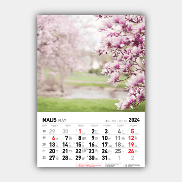 Четыре сезона, зима, весна, лето, осень Вертикальный латвийский настенный календарь на 2024 год #5