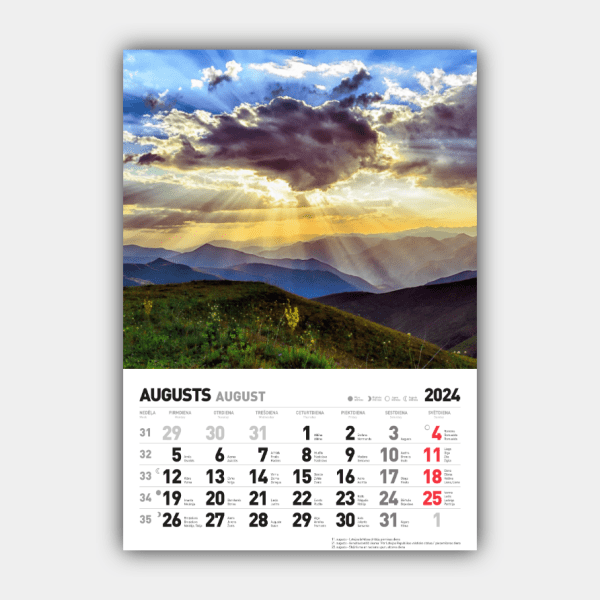 Четыре сезона, зима, весна, лето, осень Вертикальный латвийский настенный календарь на 2024 год #8