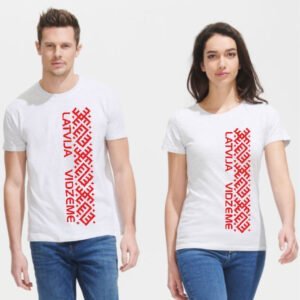 Kuldiga, lettisk pynt, rød og grå, T-shirt til mænd