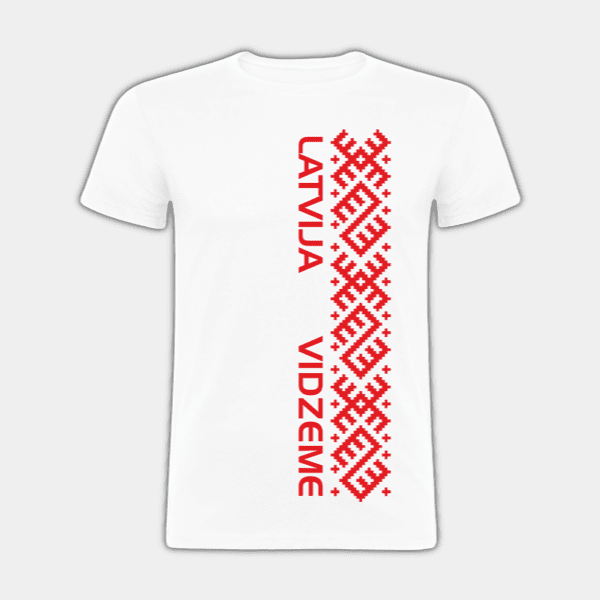 Vidzeme, Latvia, Latvian Ornament, Red and White, Children’s T-shirt #1