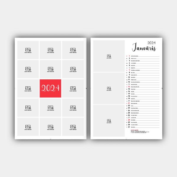 Stwórz i wydrukuj swój pionowy łotewski kalendarz ścienny 2024 online (szablon #3) #1