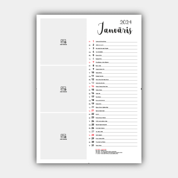 Создать и распечатать вертикальный дизайн латвийского настенного календаря на 2024 год онлайн (шаблон №3) #2