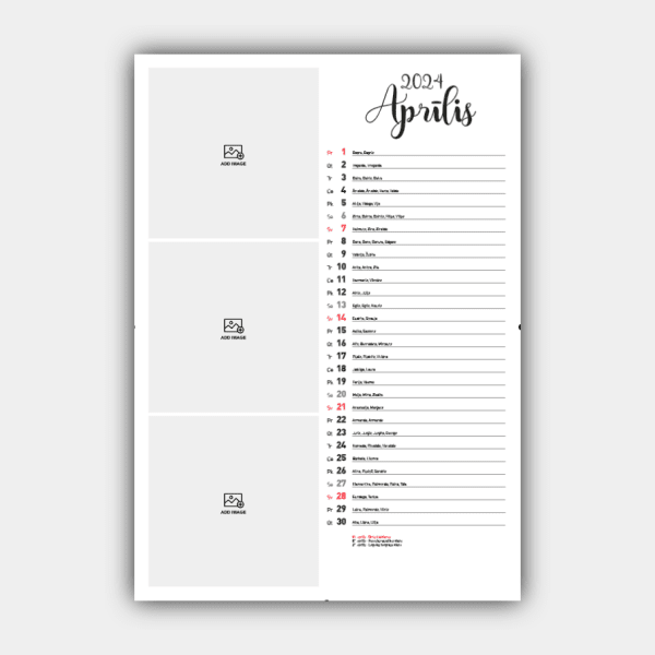 Crie e imprima online o seu calendário de parede vertical 2024 da Letónia (modelo #3) #5