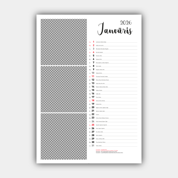 Create Your Personalized 2026 Vertical Wall Calendar Design Online (Template #3) #2
