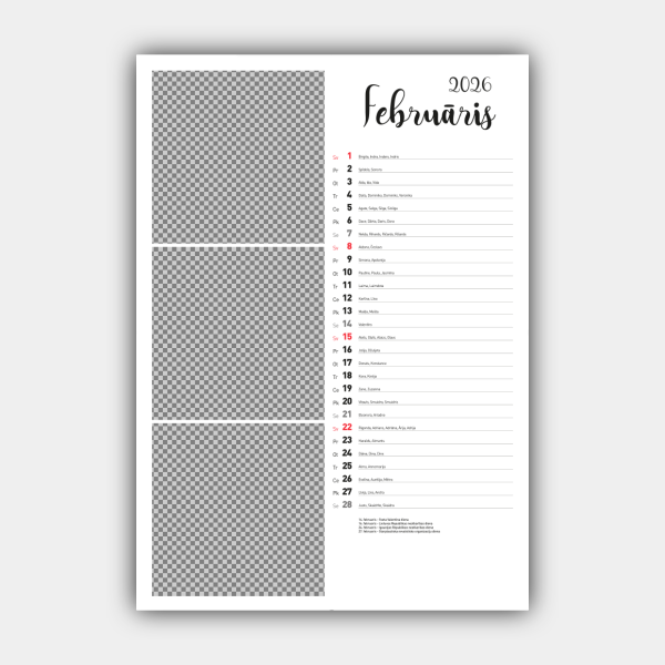 Create Your Personalized 2026 Vertical Wall Calendar Design Online (Template #3) #4