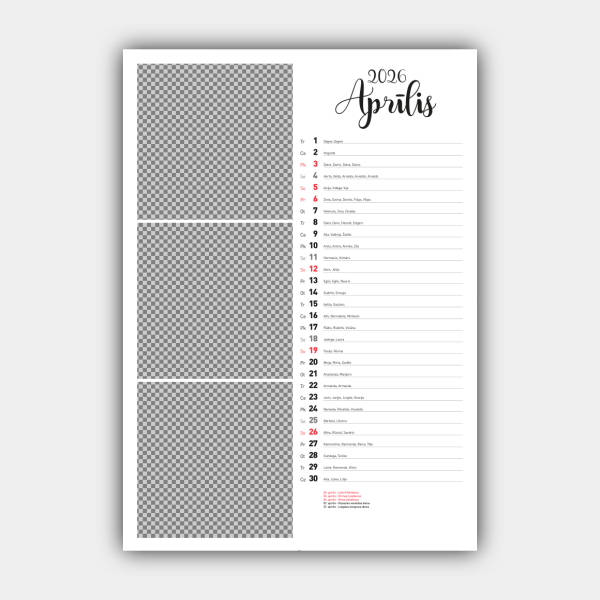 Create Your Personalized 2026 Vertical Wall Calendar Design Online (Template #3) #5
