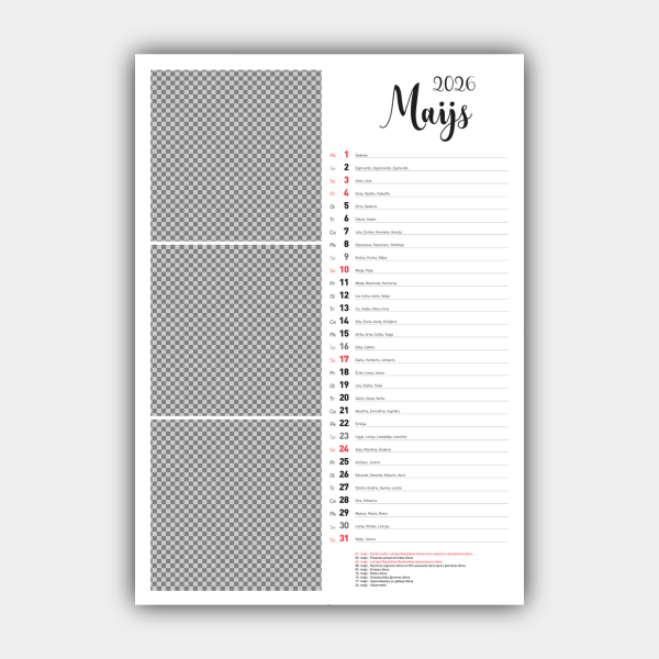 Create Your Personalized 2026 Vertical Wall Calendar Design Online (Template #3) #6