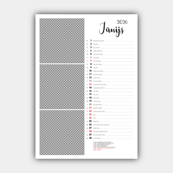Create Your Personalized 2026 Vertical Wall Calendar Design Online (Template #3) #7