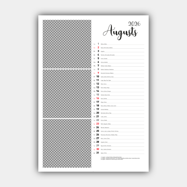 Create Your Personalized 2026 Vertical Wall Calendar Design Online (Template #3) #9