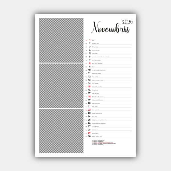 Create Your Personalized 2026 Vertical Wall Calendar Design Online (Template #3) #12