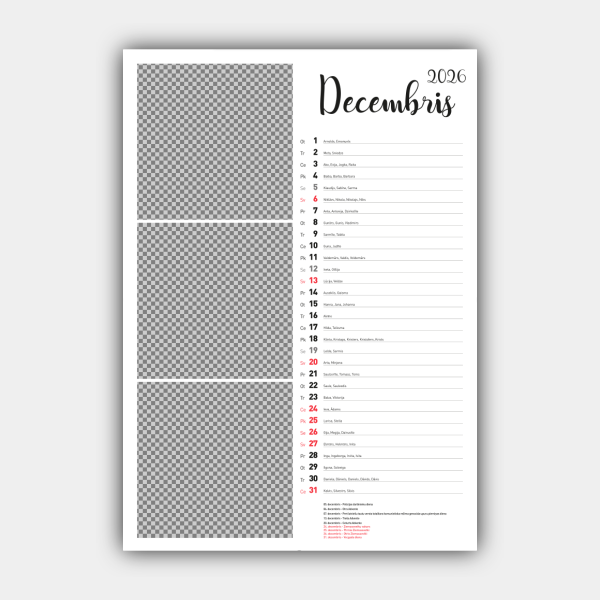 Create Your Personalized 2026 Vertical Wall Calendar Design Online (Template #3) #13